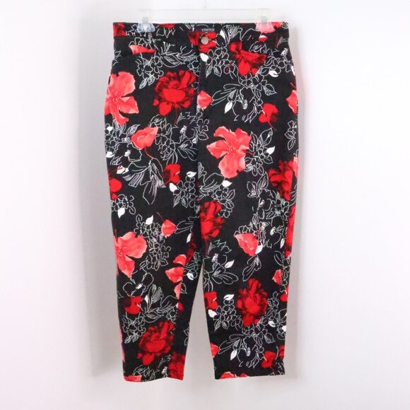 Bill Blass Jeans Women's 10 Vintage 90s Y2K Floral Stretch Cropped Capri Pants - Picture 1 of 11